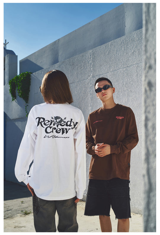 Remedy Skull Logo Print Long Sleeve Tee | Face 3 Face