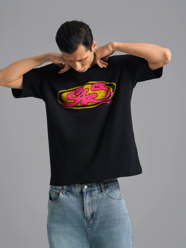 S45 Vintage Sticker Contrast Logo Print Tee | Face 3 Face