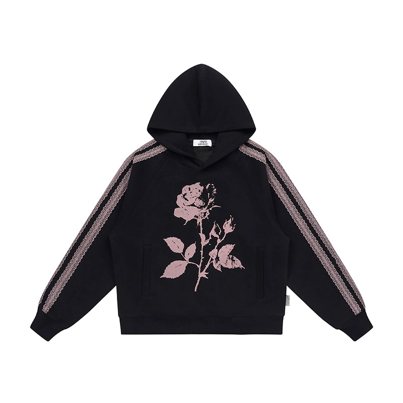 EMPTY REFERENCE Rose Printed Lace Hoodie | Face 3 Face