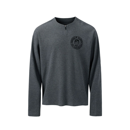 NOVACAM Waffle Vintage Print Zip Long Sleeve Tee | Face 3 Face