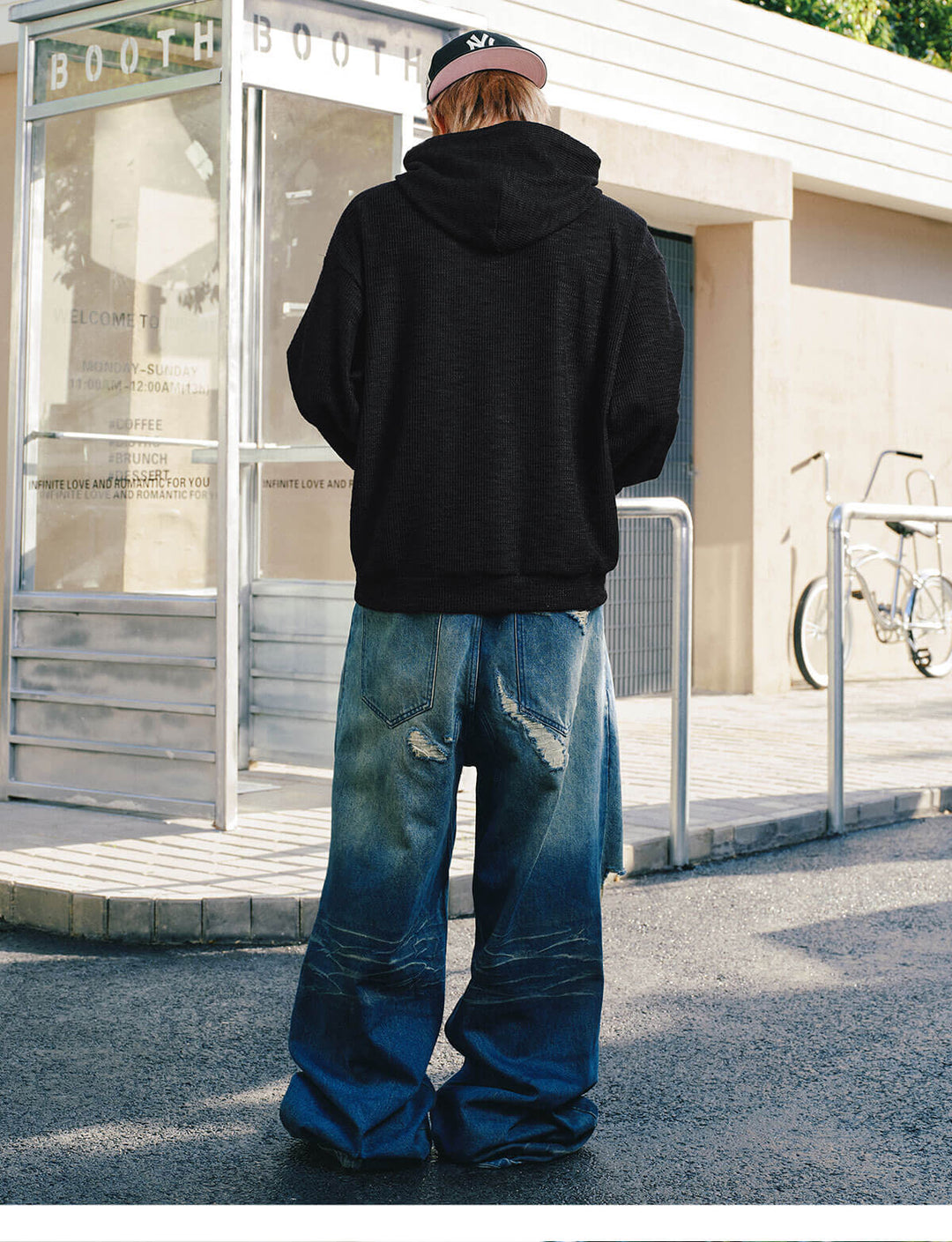 MEDM Star Logo Print Waffle Knit Hoodie | Face 3 Face