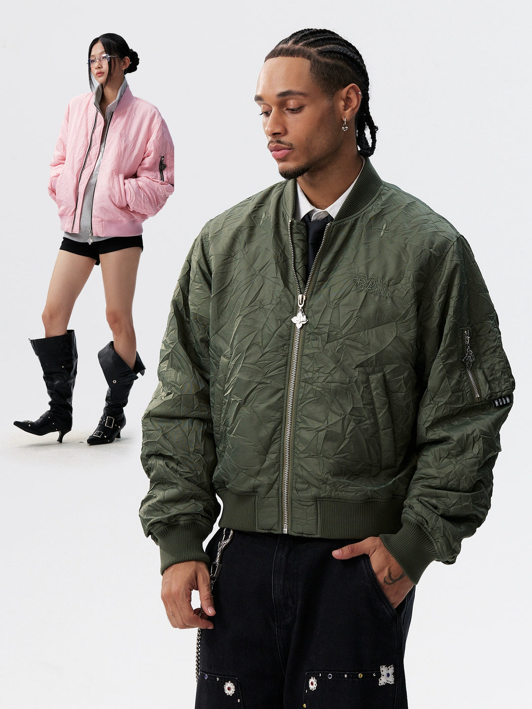 MEDM Crinkled Nylon MA-1 Bomber Jacket | Face 3 Face