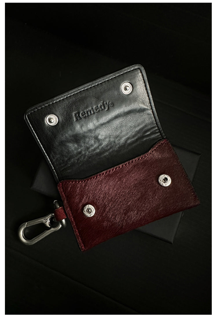 Remedy Metal Studded Keychain Coin Card Leather Wallet | Face 3 Face
