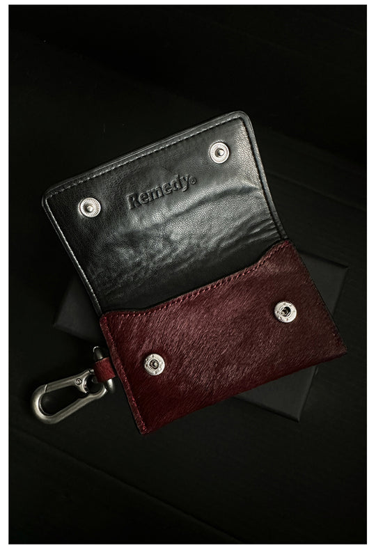 Remedy Metal Studded Keychain Coin Card Leather Wallet | Face 3 Face