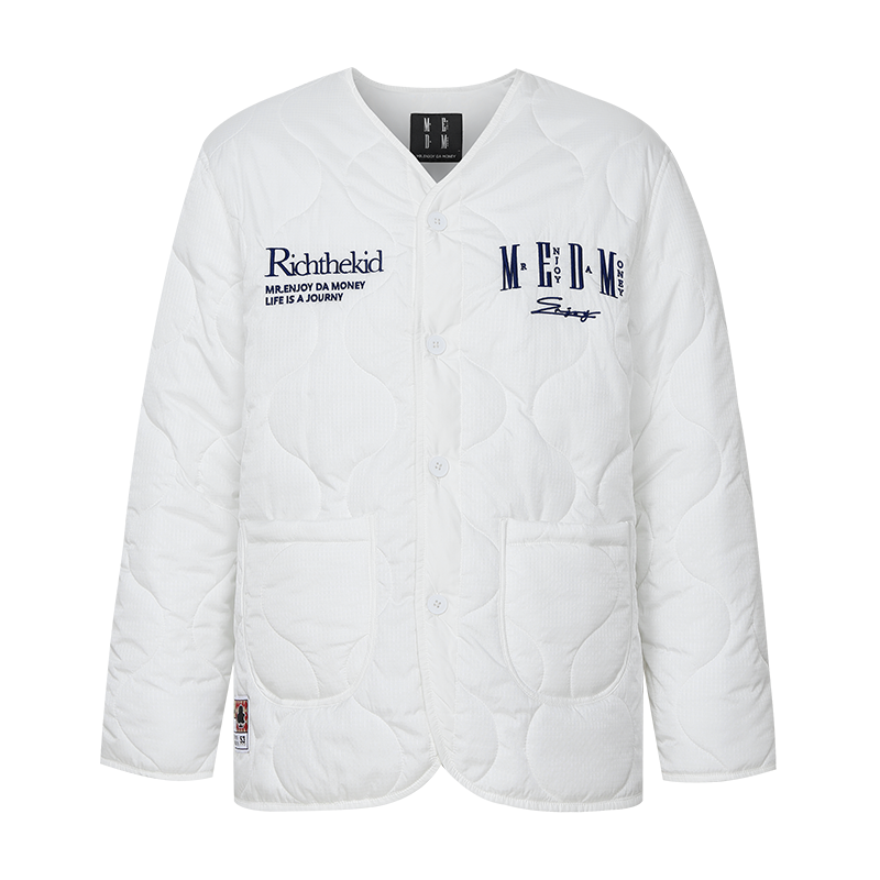 MEDM Embroidered Typography Quilting Jacket | Face 3 Face