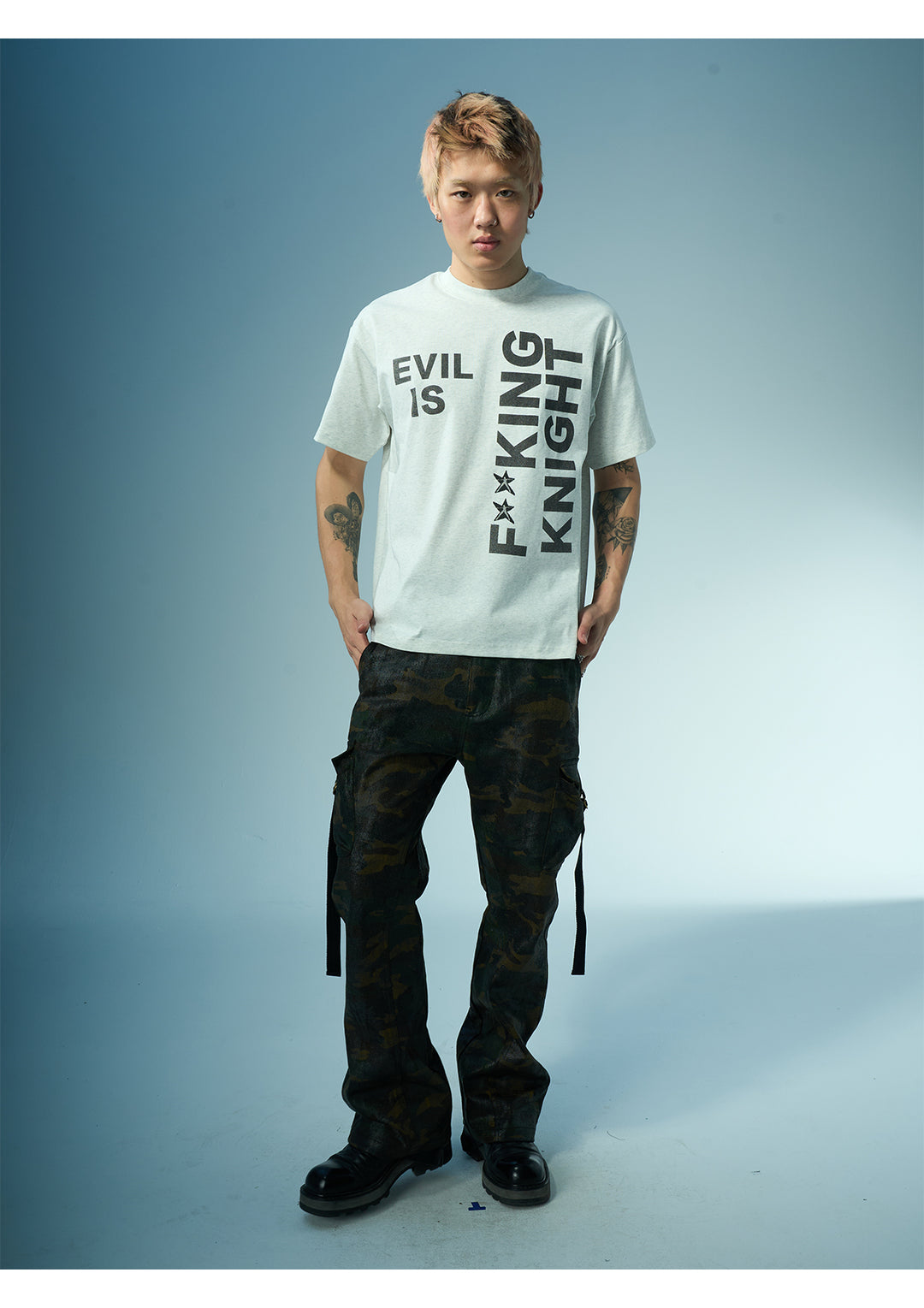EVILKNIGHT(EK) Slogan Letter Print Tee | Face 3 Face