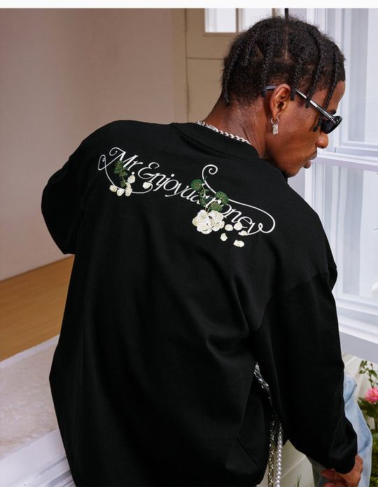 MEDM Big M Flower Embroidered Long Sleeve Tee | Face 3 Face