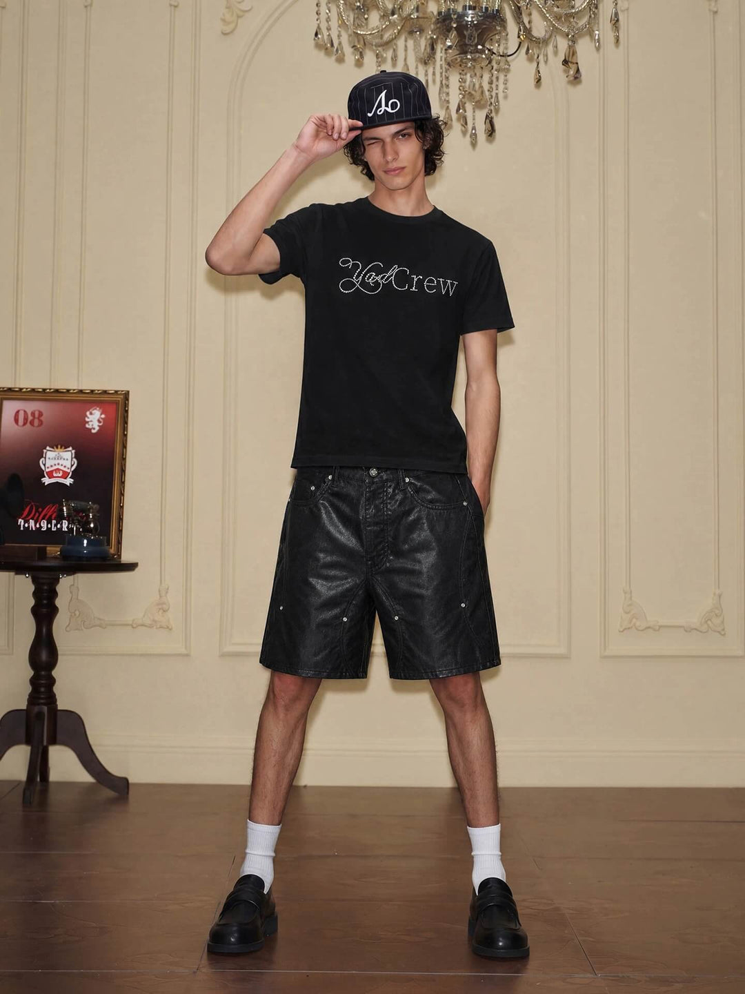 YADcrew Glossy Waxed Denim Shorts | Face 3 Face