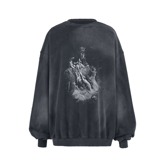 UNDERWATER Destruction The Deluge Faded Print Sweatshirt