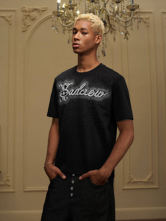 YADcrew Galaxy Rhinestone 3D Logo Embroidered Tee | Face 3 Face