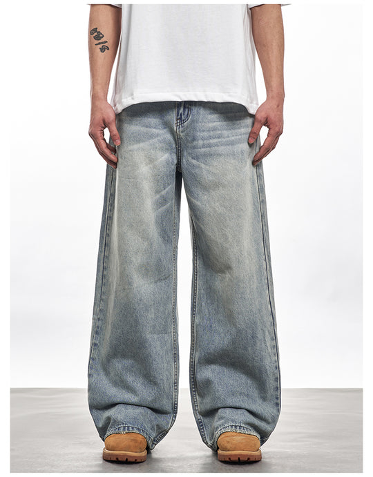 F3F Select Heavily Washed Vintage Light Blue Baggy Jeans | Face 3 Face