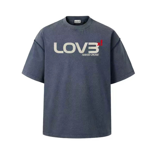 NOVACAM Love Graphic Print Washed Short Sleeve Tee | Face 3 Face