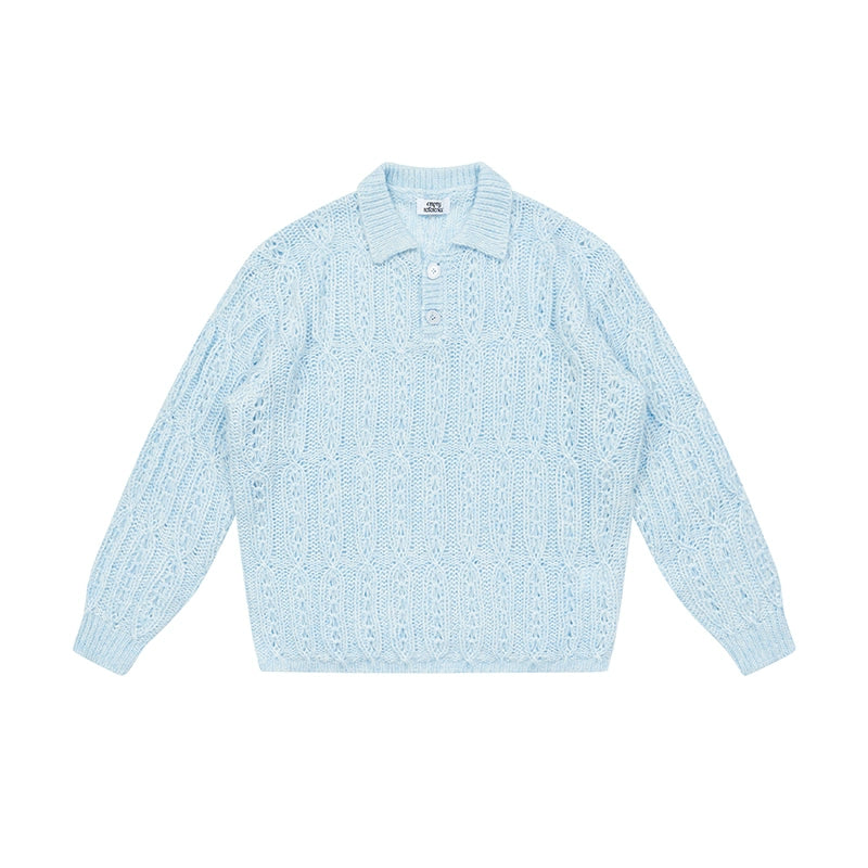 EMPTY REFERENCE Cutout Polo Knit Sweater | Face 3 Face