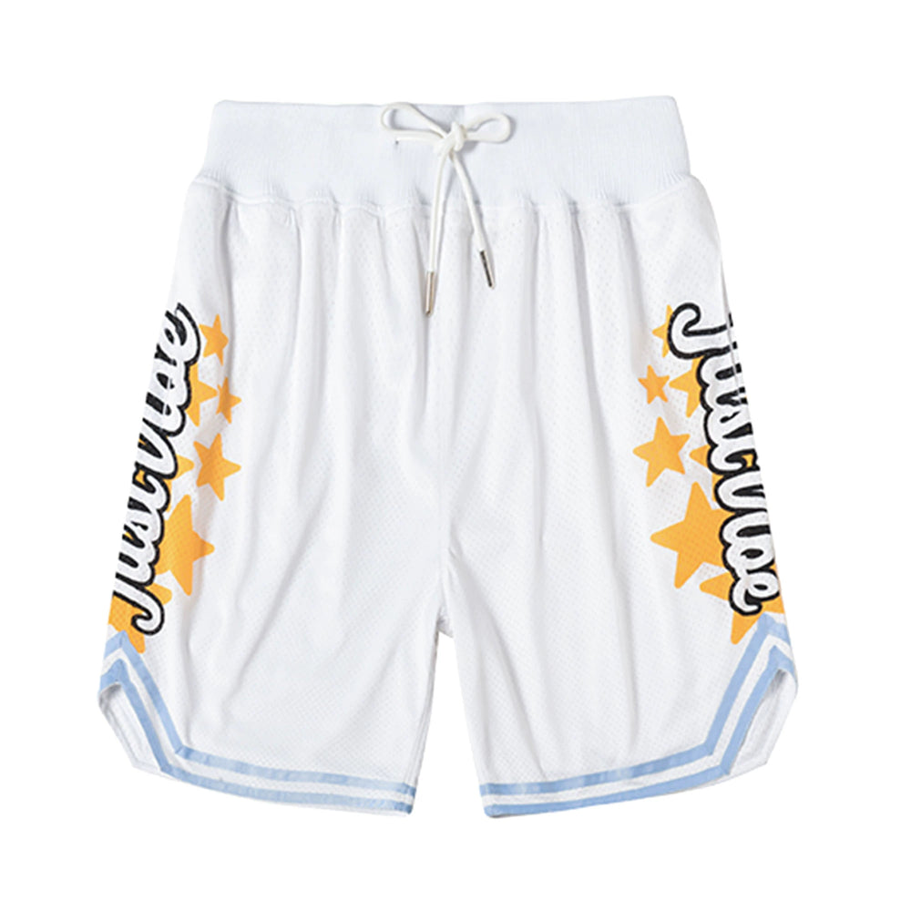JUST VIBE Star Logo Print Mesh Basketball Shorts | Face 3 Face