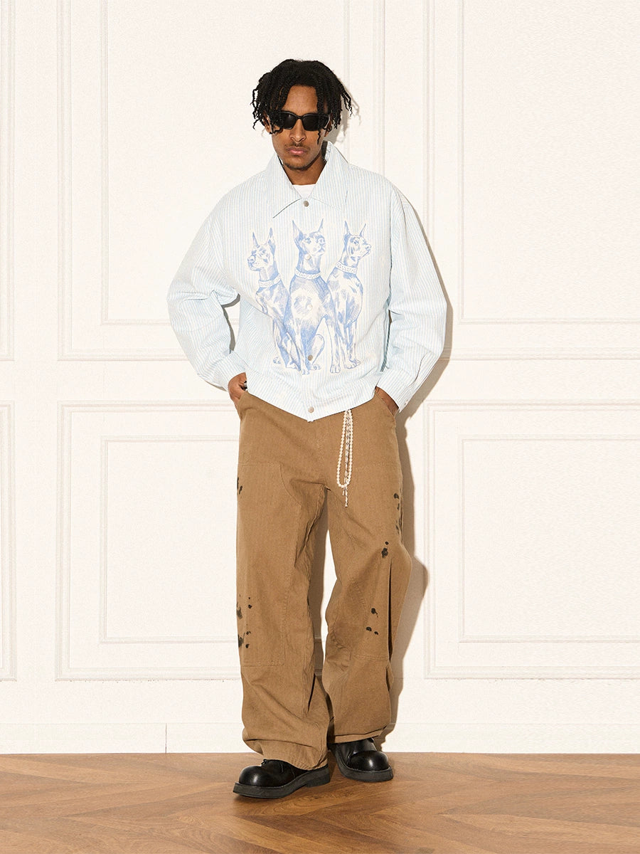 EMPTY REFERENCE Mottled Sketch Doberman Striped Jacket