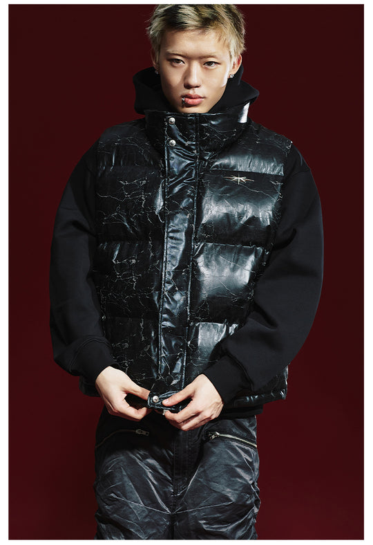 Remedy Cracked Design Puffer Vest | Face 3 Face
