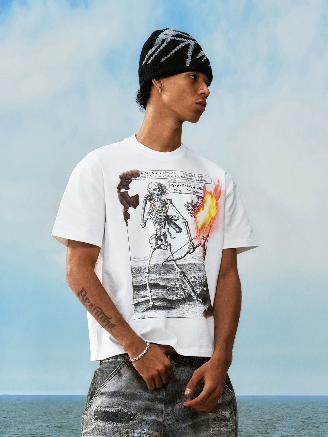 YADcrew Flame Skull Pearl Graphic Tee | Face 3 Face
