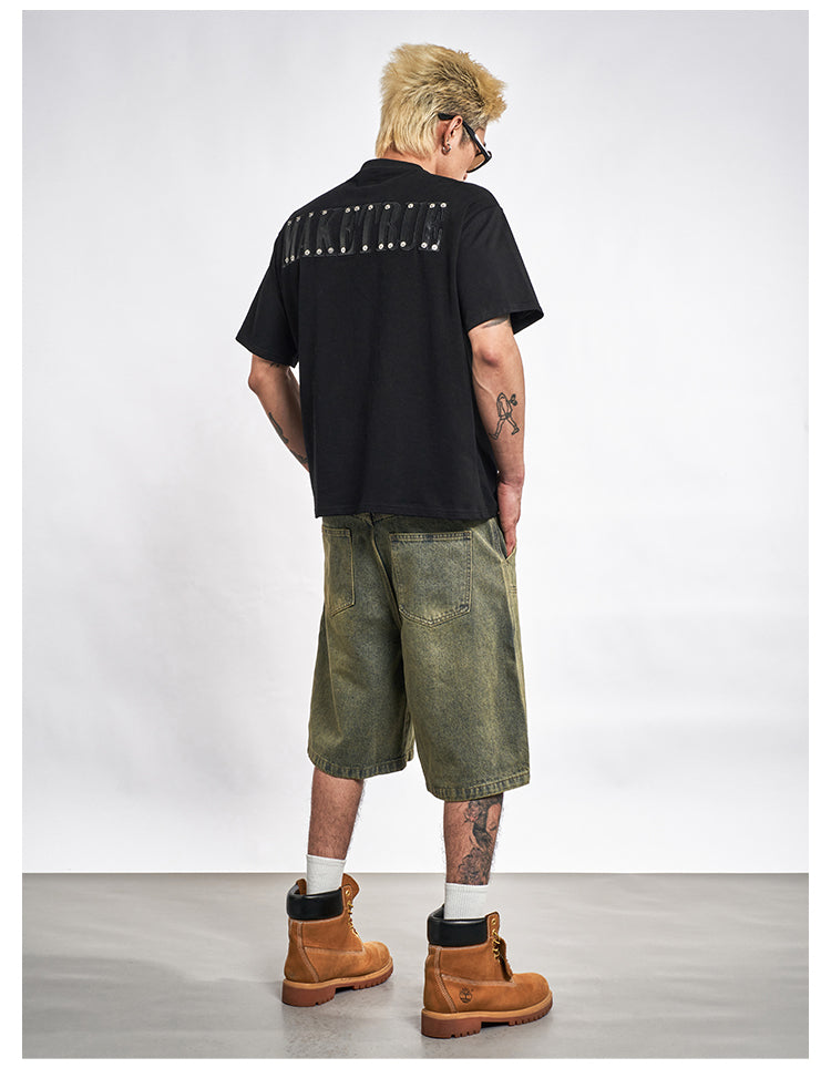 F3F Select Double Knee Line Stitch Denim Shorts | Face 3 Face