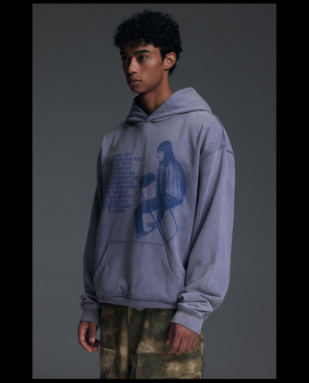 NOVACAM Washed Distressed Vintage Print Hoodie | Face 3 Face