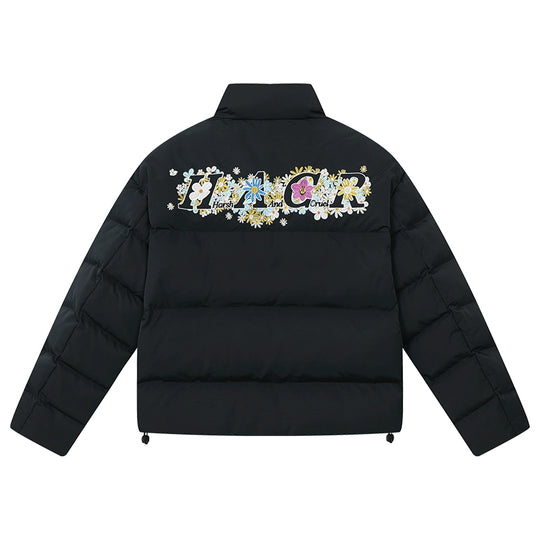 Harsh and Cruel Flowers Embroidery Puffer Jacket | Face 3 Face