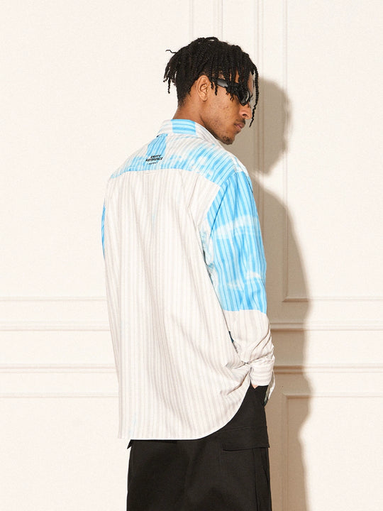 EMPTY REFERENCE Love Movie Stripe Irregular Print Long Sleeve Shirt