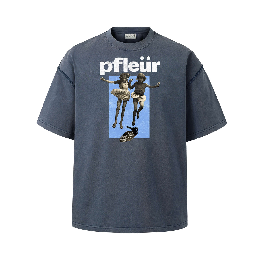 NOVACAM Vintage Washed Photo Print Short Sleeve Tee | Face 3 Face