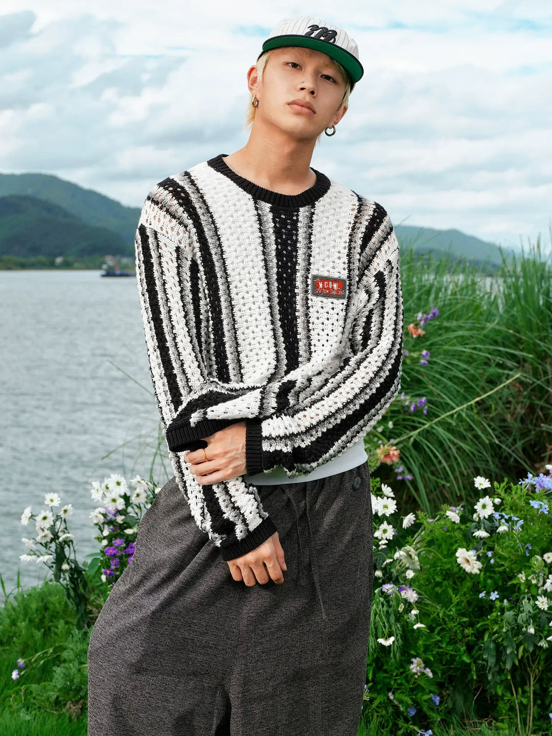 MEDM Multi Color Striped Open Knit Sweater | Face 3 Face