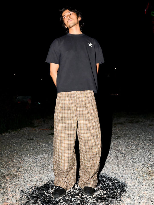 LIBERAFIT Plaid Seersucker Baggy Suit Pants | Face 3 Face