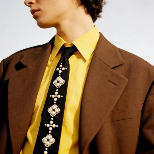 YADcrew Pearl Embellished Black Tie | Face 3 Face