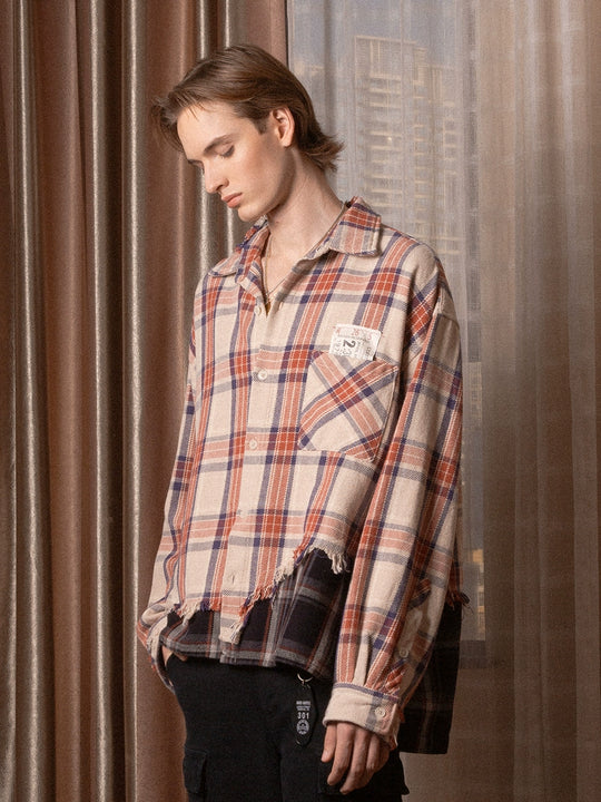 SOD Co. Distressed Layered Plaid Long Sleeve Shirt | Face 3 Face