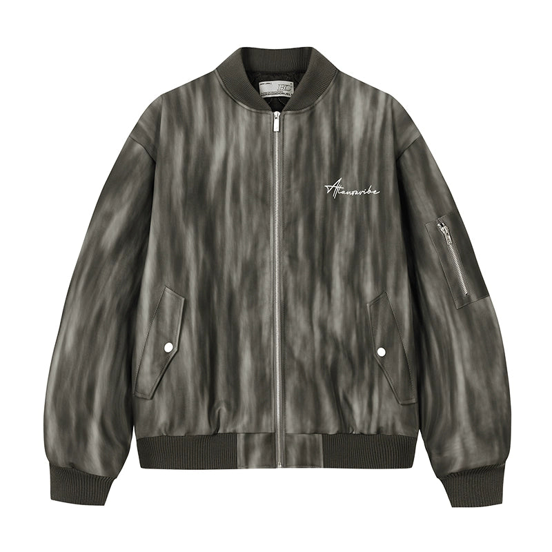 Harsh and Cruel Tie-Dye PU Leather Bomber Jacket | Face 3 Face