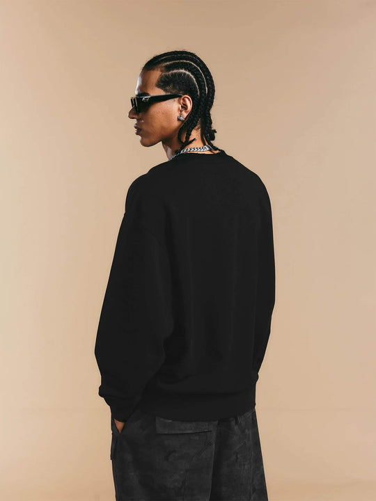 1807 Rhinestone Embellished Neckline Sweatshirt | Face 3 Face