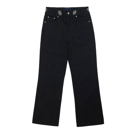 EVILKNIGHT(EK) Perforated Waistband Black Denim Jeans