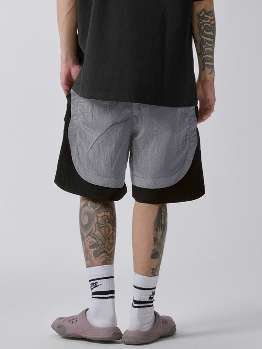 F2CE Metallic Nylon Patchwork Shorts | Face 3 Face