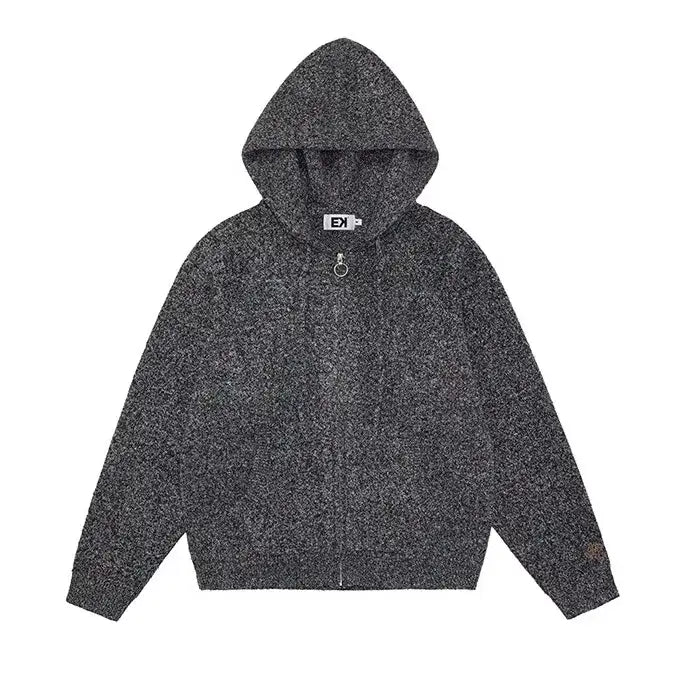 EVILKNIGHT(EK) Speckled Knit Zip Up Hoodie