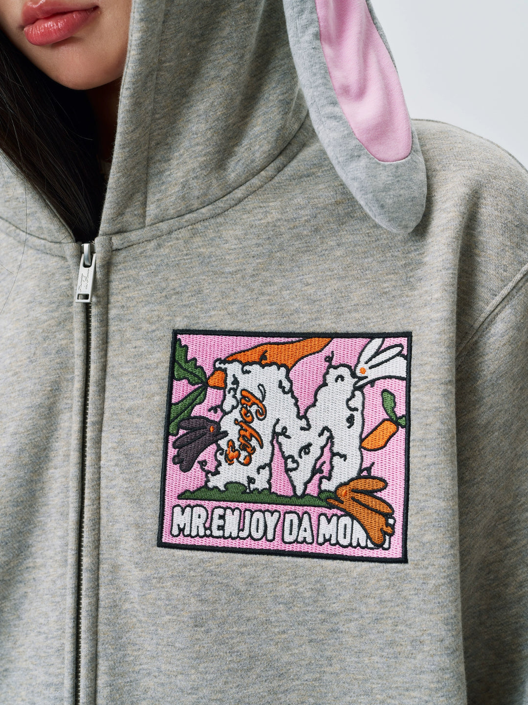 MEDM Bunny Ears Hooded Zip-Up Hoodie | Face 3 Face