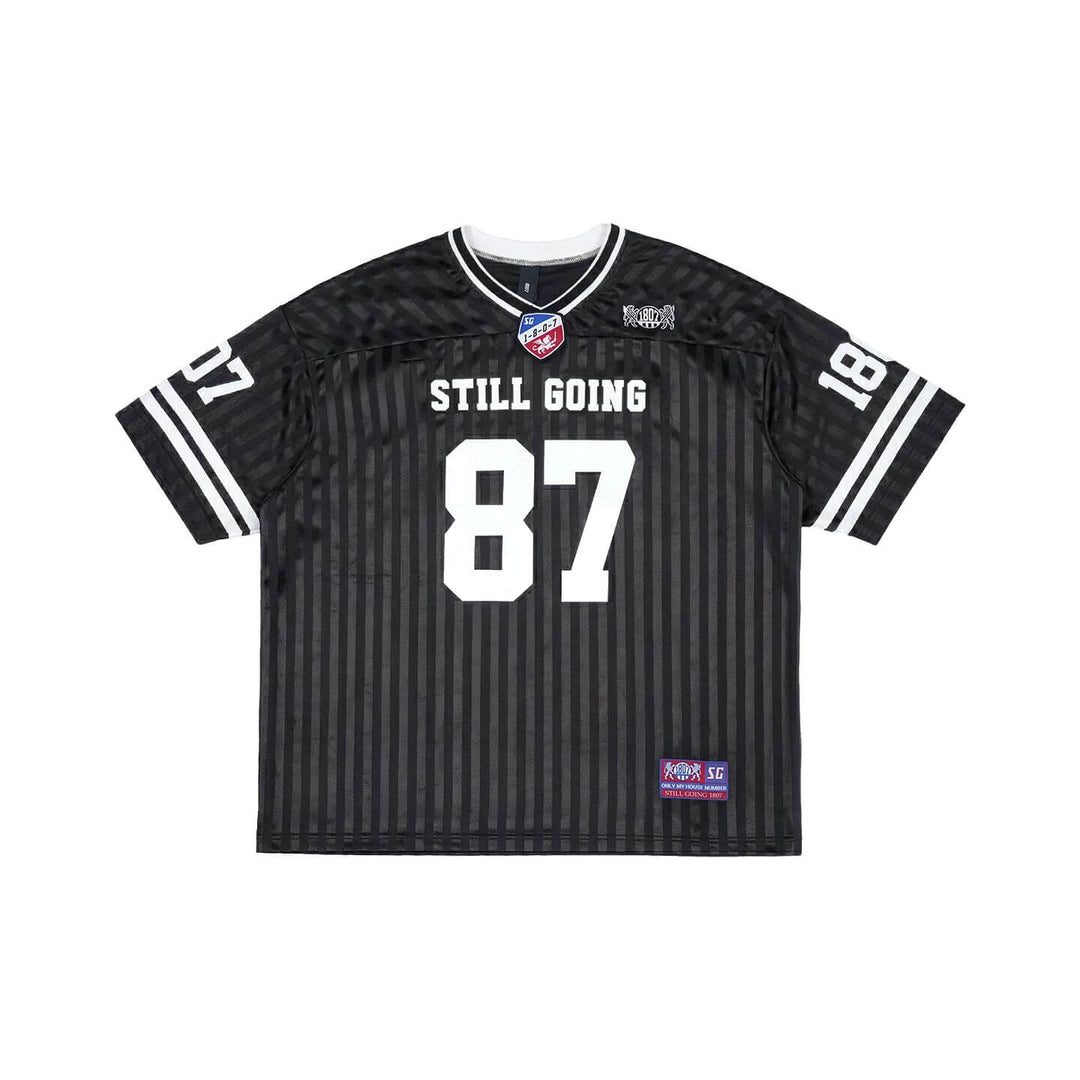 1807 Number Print Striped Short Sleeve Hockey Jersey | Face 3 Face