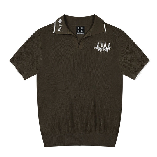 MEDM Rose Embroidered Waffle Knit Polo | Face 3 Face