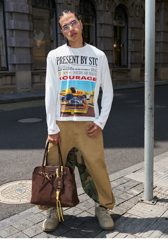 STEEPC Khaki Camouflage Patchwork Baggy Work Pants | Face 3 Face