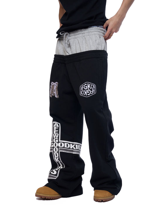 AFGK Two-Piece Layered Double Waist Drawstring Sweatpants | Face 3 Face