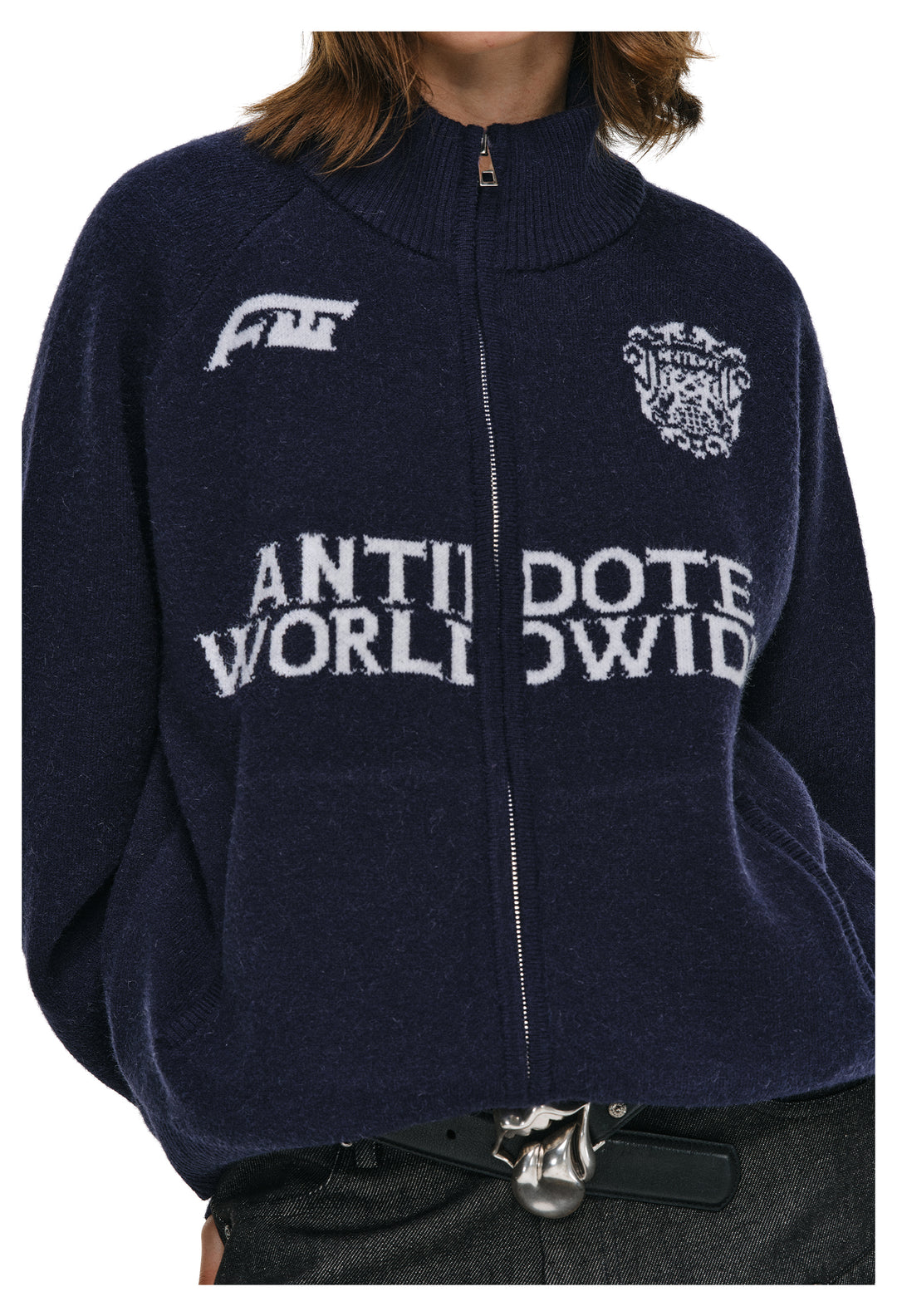 ANTIDOTE Logo Zip Knit Cardigan | Face 3 Face
