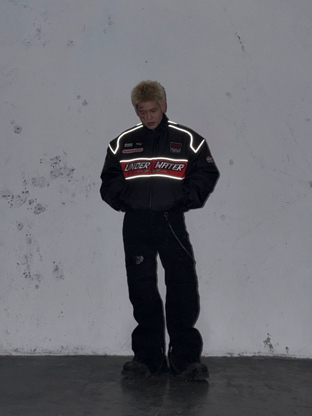 UNDERWATER Hell Badge Embroidered Racing Bomber Jacket | Face 3 Face