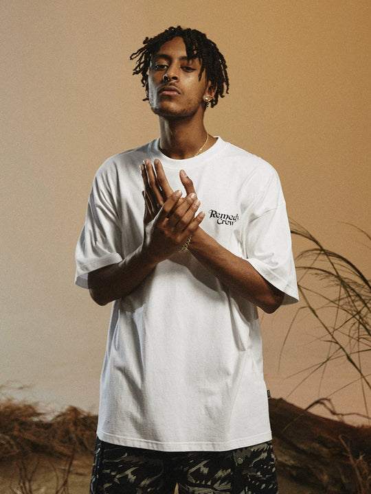 Remedy Gothic Font Logo Print Basic Tee | Face 3 Face