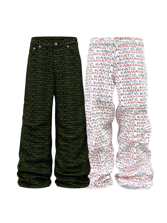 KARMANISTIC All Over Logo Print Baggy Jeans | Face 3 Face