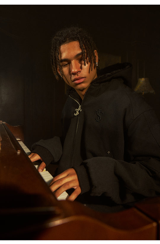 Small Town Kid Studded Cross Fur Work Jacket | Face 3 Face