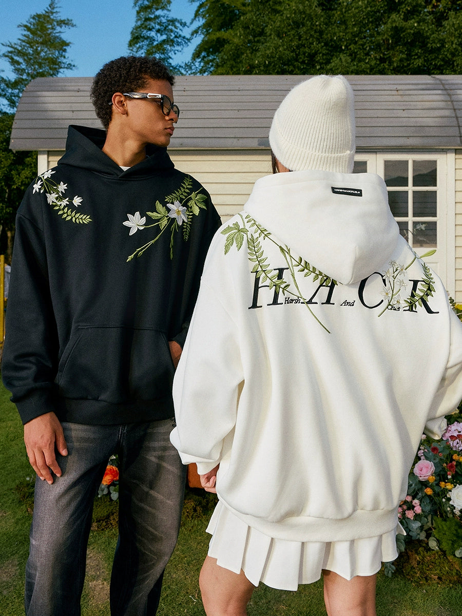 Harsh and Cruel Floral Garland Embroidered HACR Hoodie | Face 3 Face