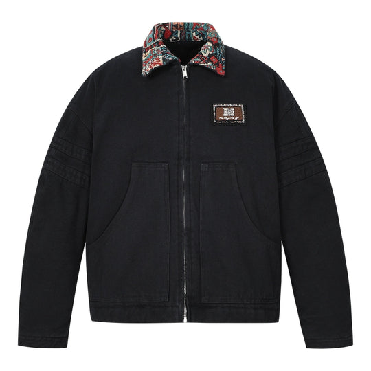 MEDM Ethnic Collar Patch Pocket Quilted Lined Work Jacket | Face 3 Face