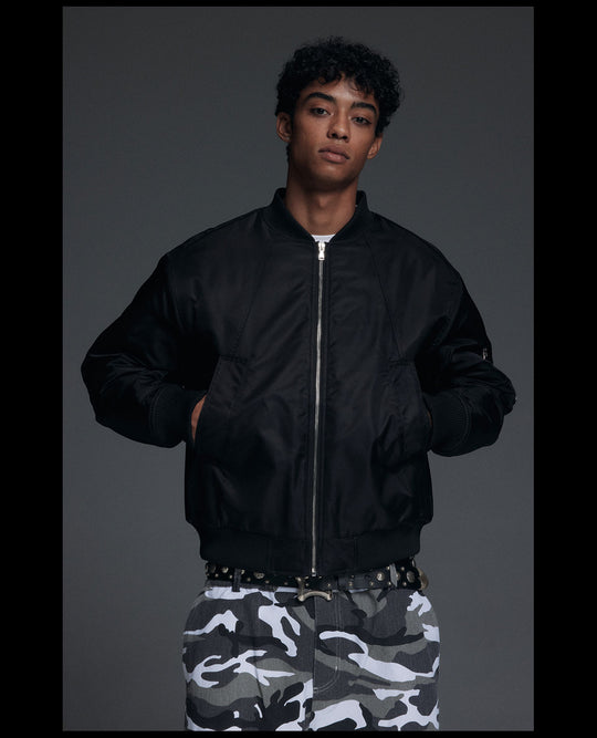 NOVACAM Black Short MA-1 Bomber Jacket | Face 3 Face