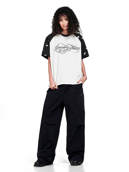 F3F Select Star Print Raglan Color Block Tee | Face 3 Face