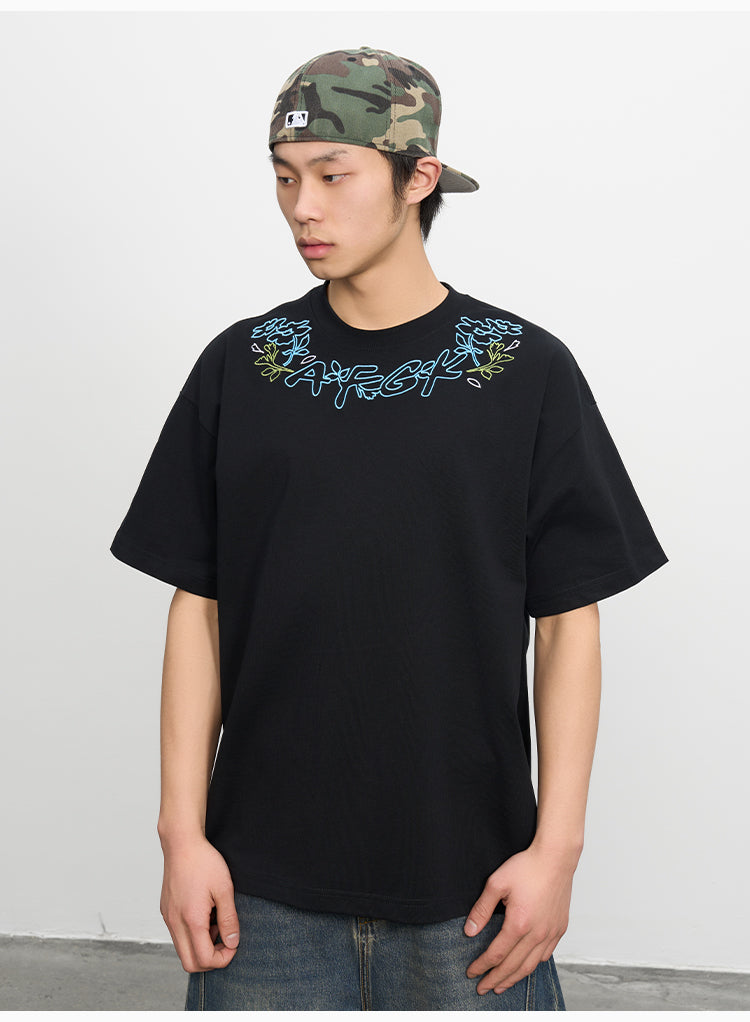 AFGK Floral Logo Neck Embroidered Tee | Face 3 Face